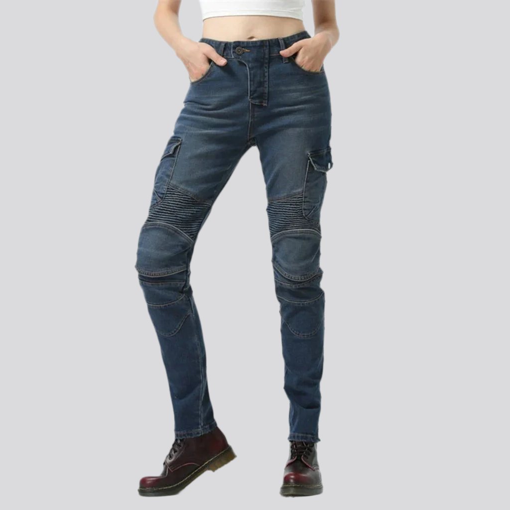 Biker-Jeans mit Knieschonern für Damen