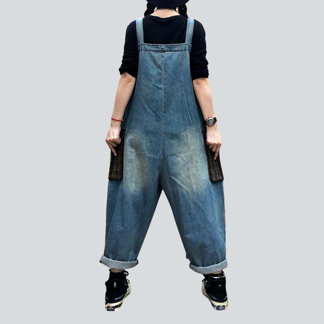 Cargo baggy women denim jumpsuit