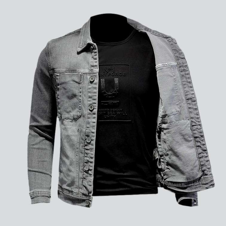 Chaqueta vaquera informal gris para hombre