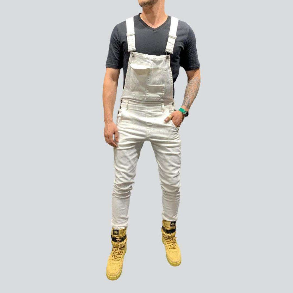 Color denim jumpsuit for men