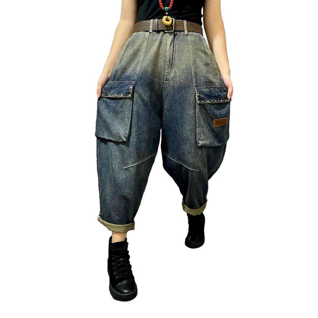 Baggy Cargo Damen Jeanshose