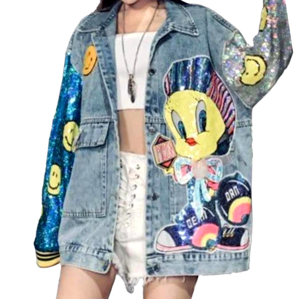 Painted denim jacket for women