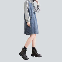 Knee-length hooded denim dress