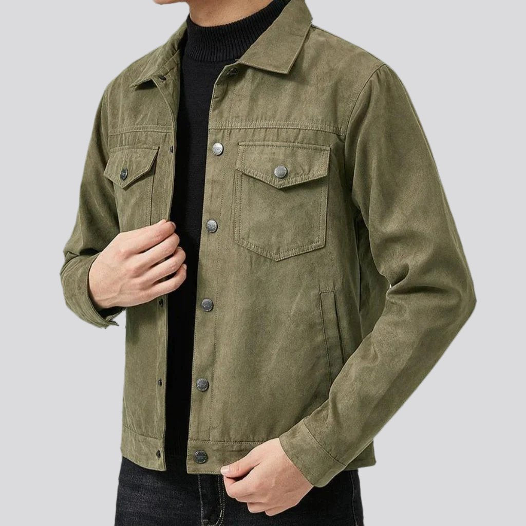 Color slim biker men jean jacket