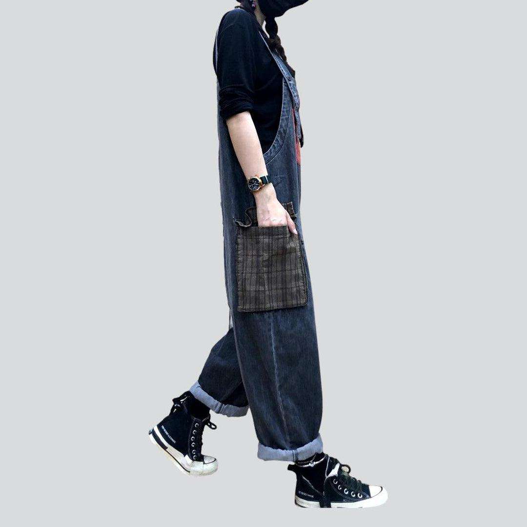 Cargo baggy women denim jumpsuit