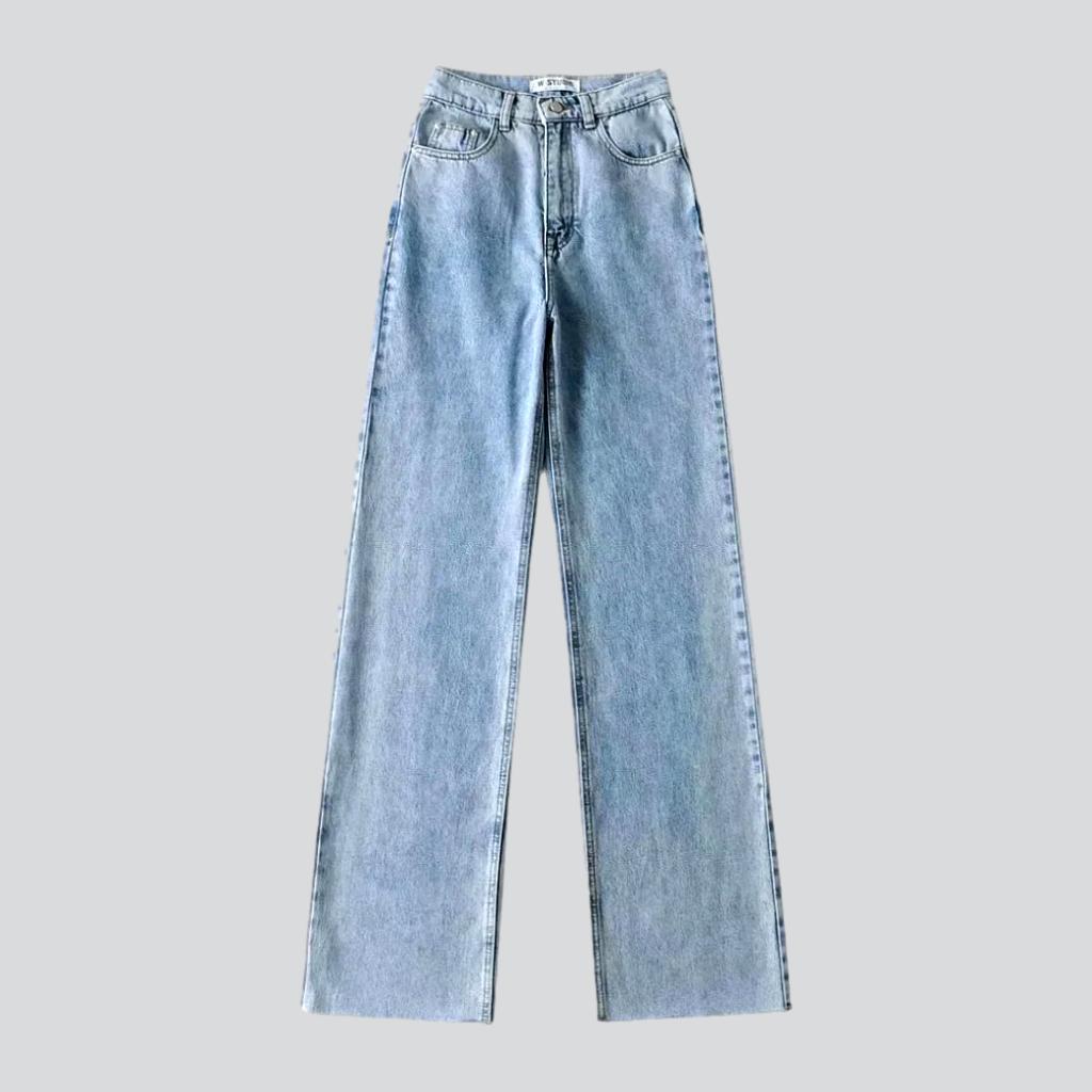 Raw-hem street jeans for women