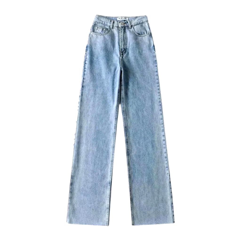 Raw-hem street jeans for women