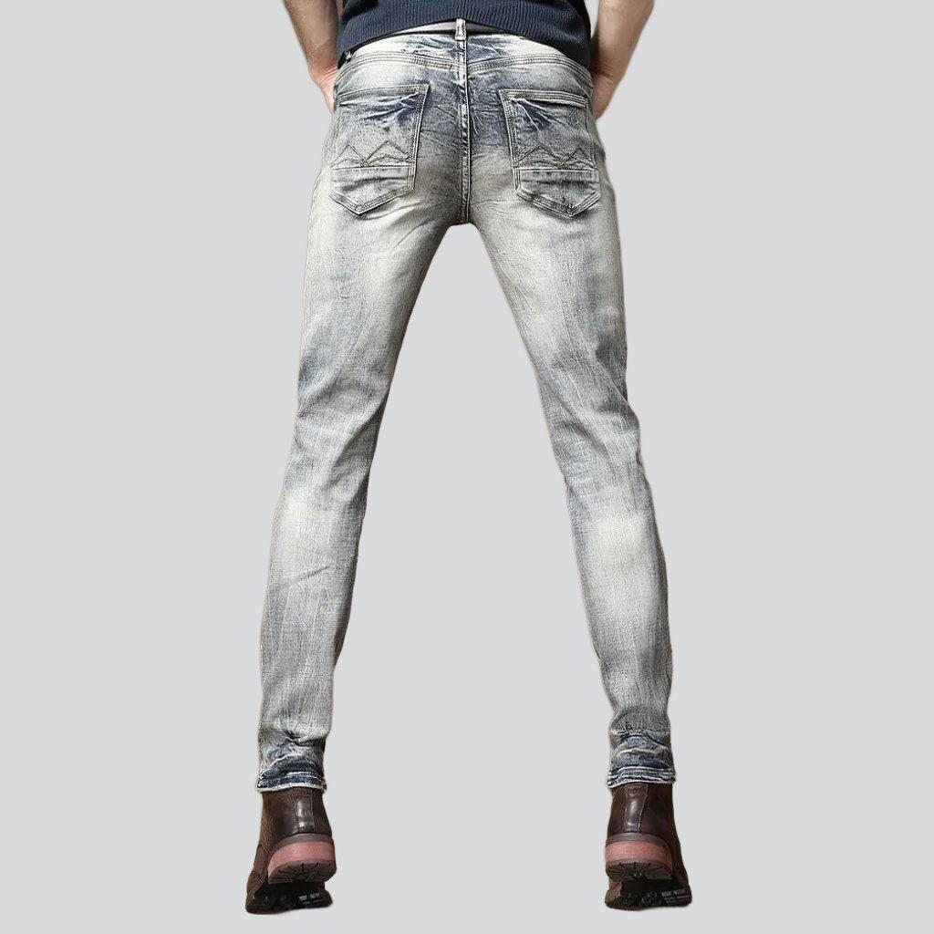 Vintage wash trendy men jeans