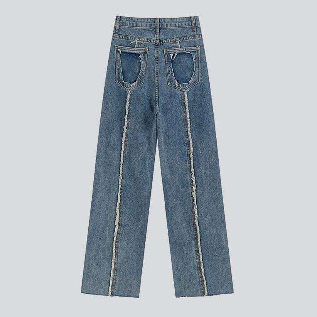 Bestickte Nähte Damen Baggy Jeans