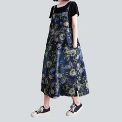 Dark denim dress with flowers