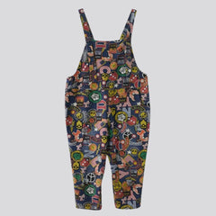 Cartoon print denim jumpsuit for women