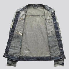 Vintage men embroidered denim jacket