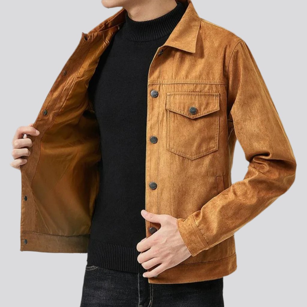 Color slim biker men jean jacket