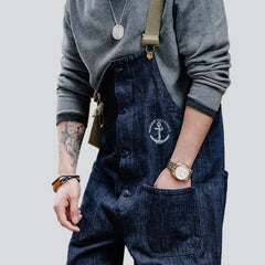 Straight pocket baggy denim jumpsuit