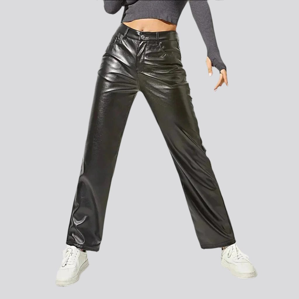 Straight high-waist denim pants