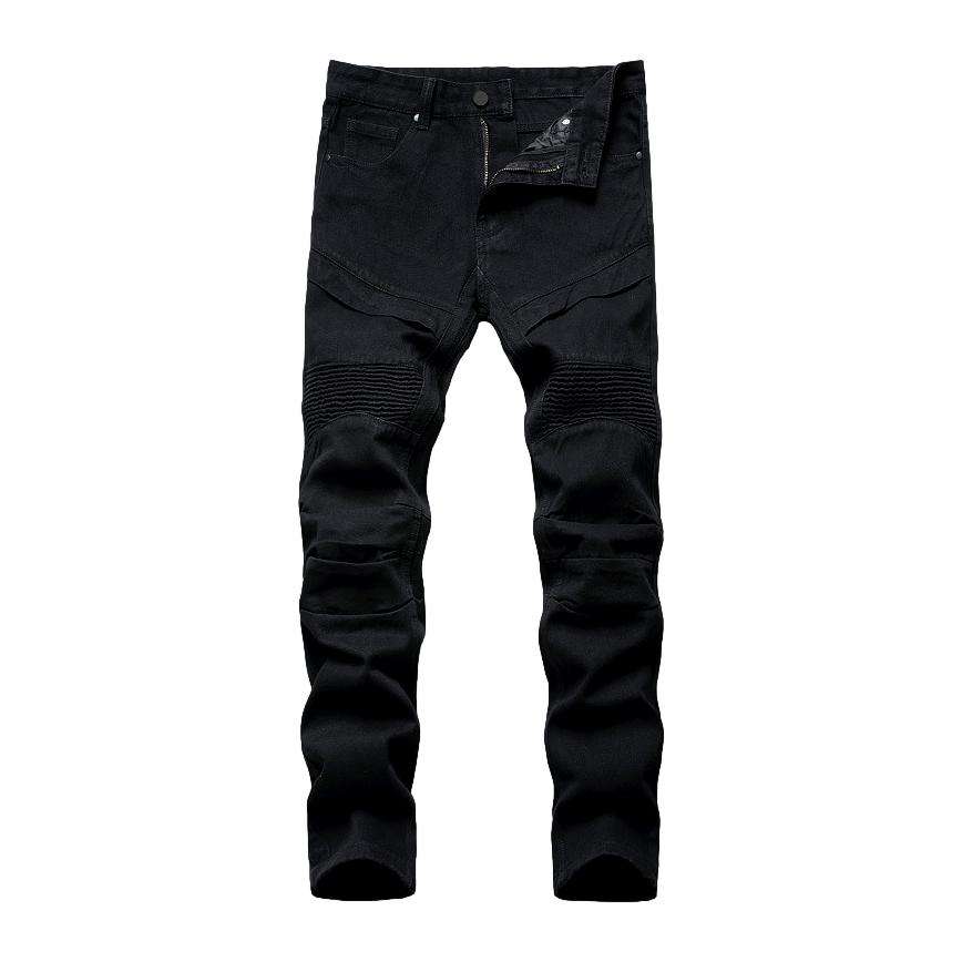 Casual men moto denim pants