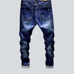 Denim blue ripped men jeans