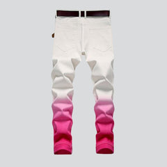 Pink contrast white men jeans