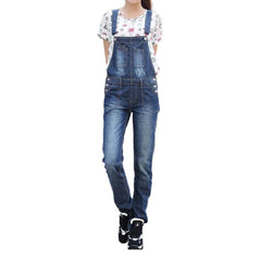 Medium wash women denim jumpsuit