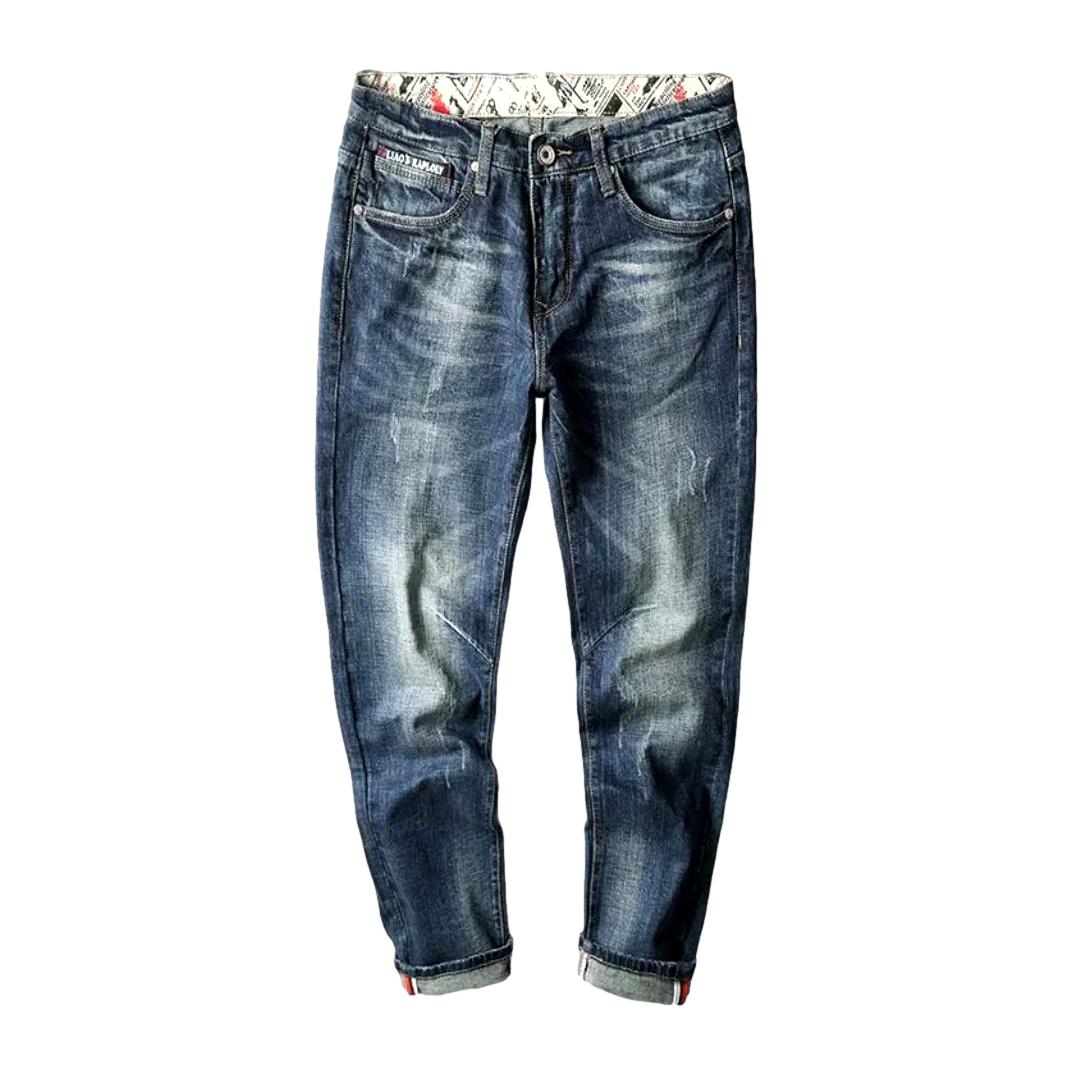 Printed pockets vintage men jeans