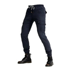 Mid-waist moto men denim pants