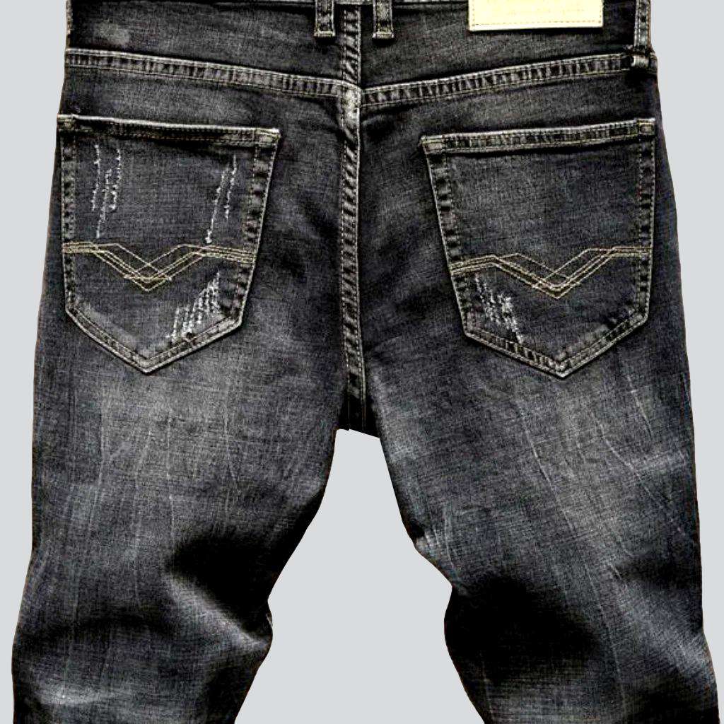 Dark grey torn men jeans