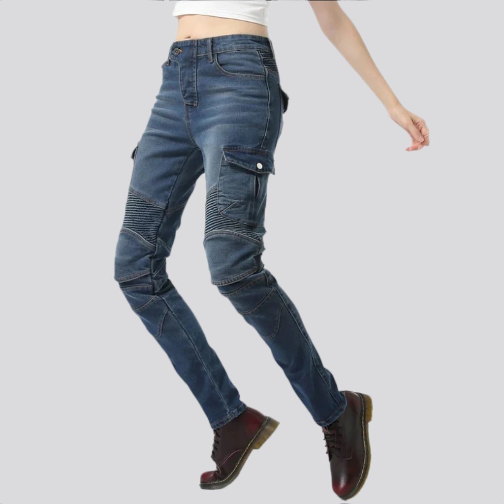 Biker-Jeans mit Knieschonern für Damen