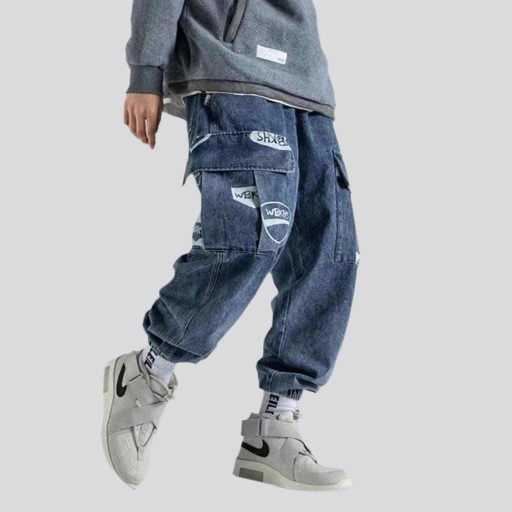 Streetwear printed cargo baggy jeans