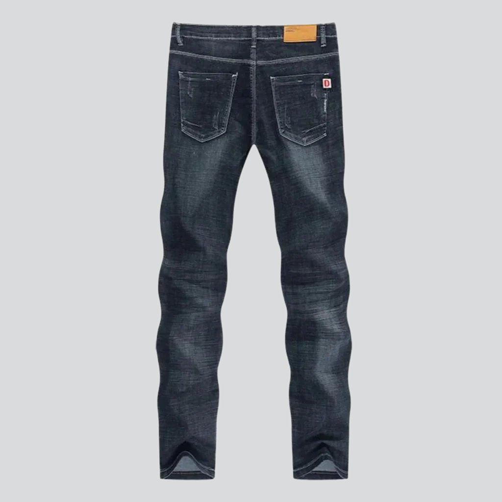 Sanded black jeans for men