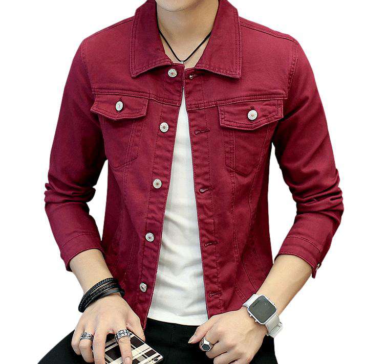 Color slim men denim jacket