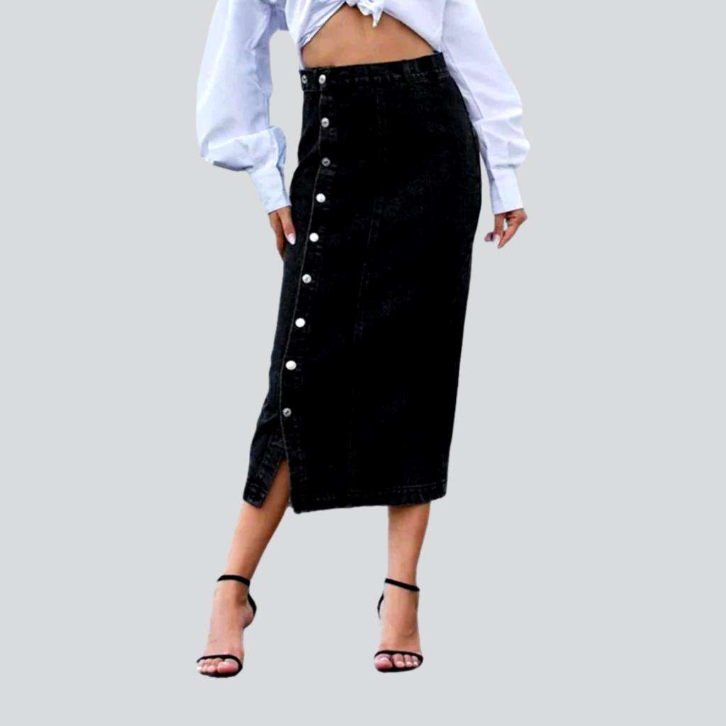 Elegant buttoned women deniim skirt