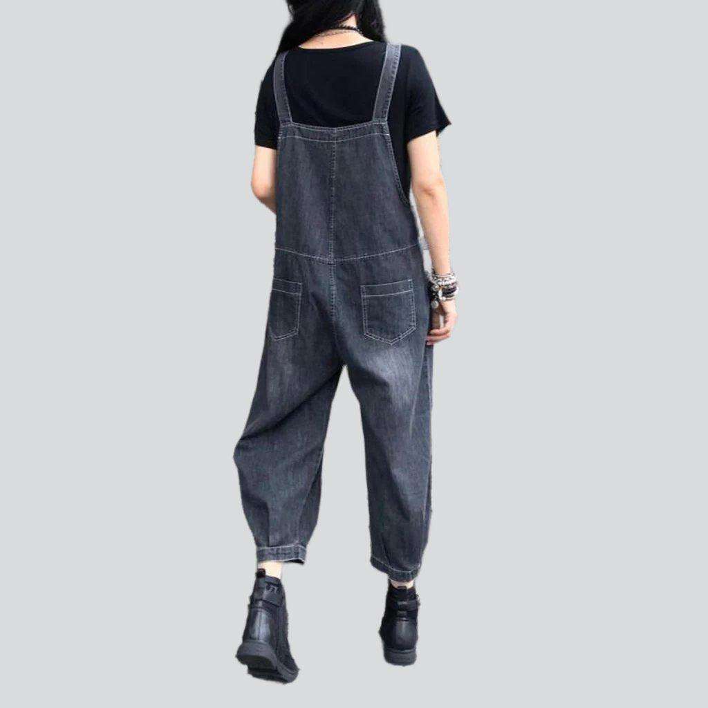 Grey urban women denim jumpsuit