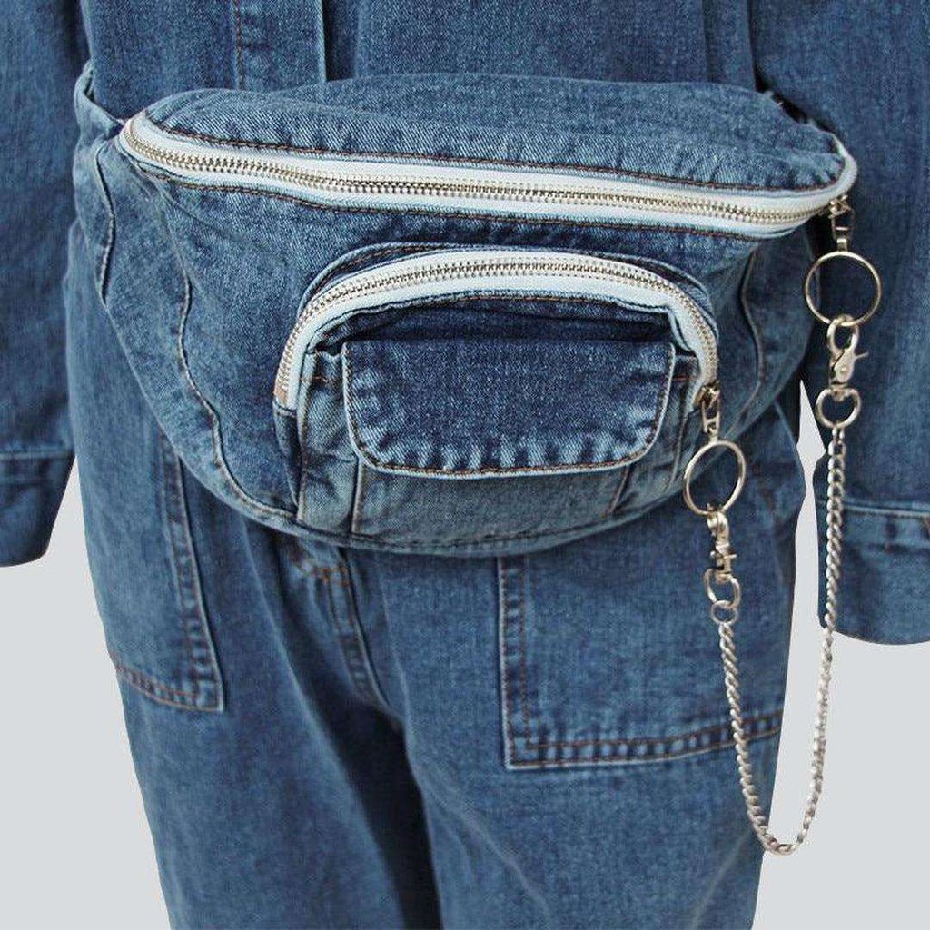 Denim overall with waist bag