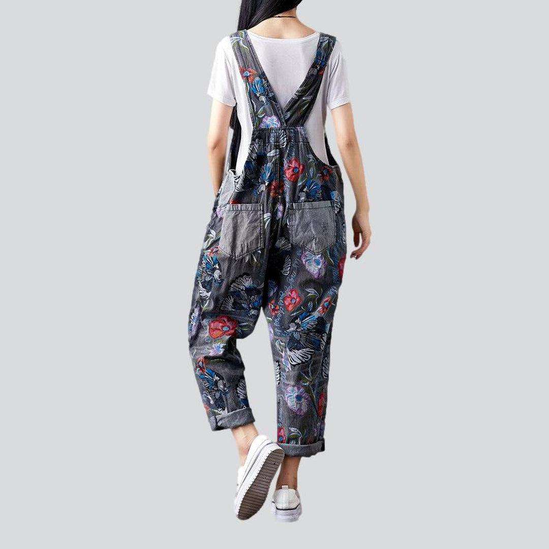 Floral women denim jumpsuit