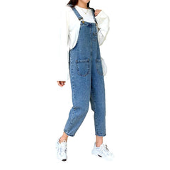 Gerader Jeans-Jumpsuit für Damen mit Taschen