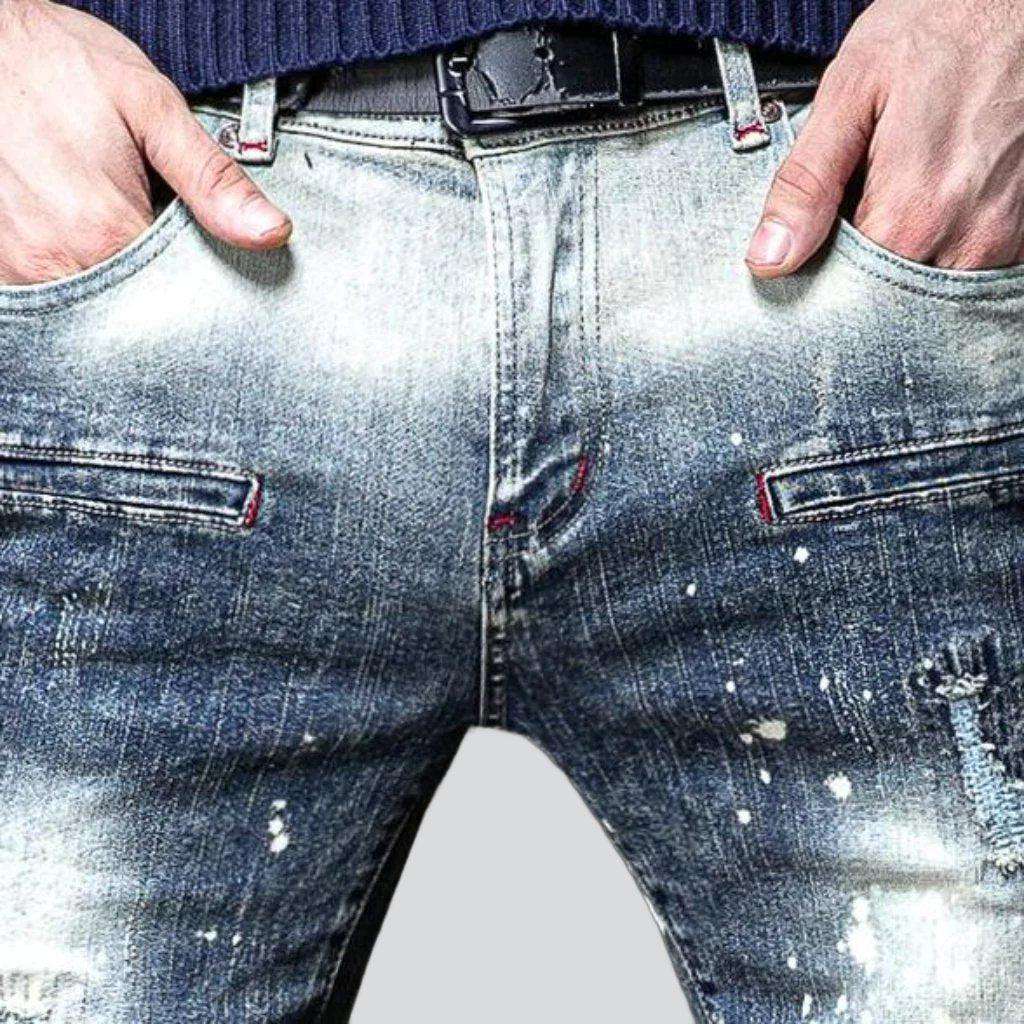 Skinny Jeans für Herren in gebleichter Waschung