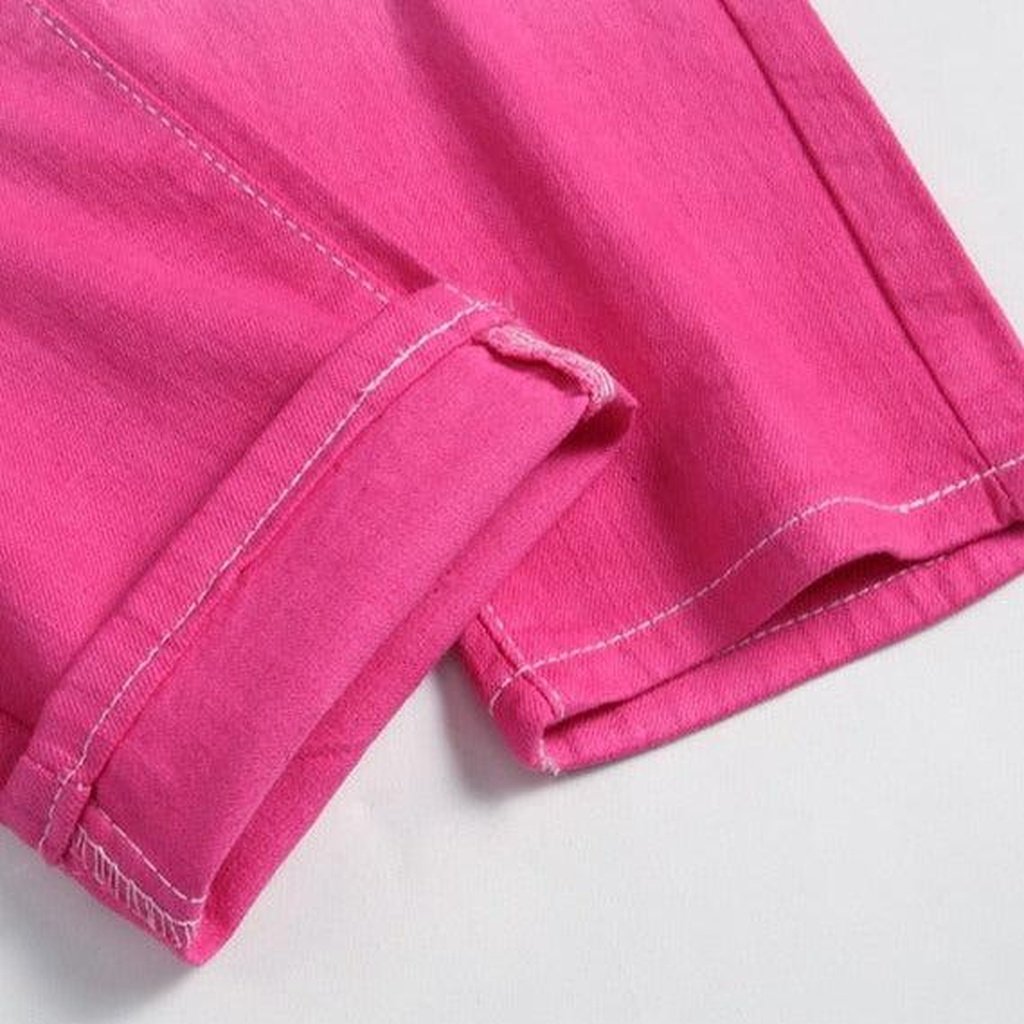 Rosa kontrastweiße Herrenjeans