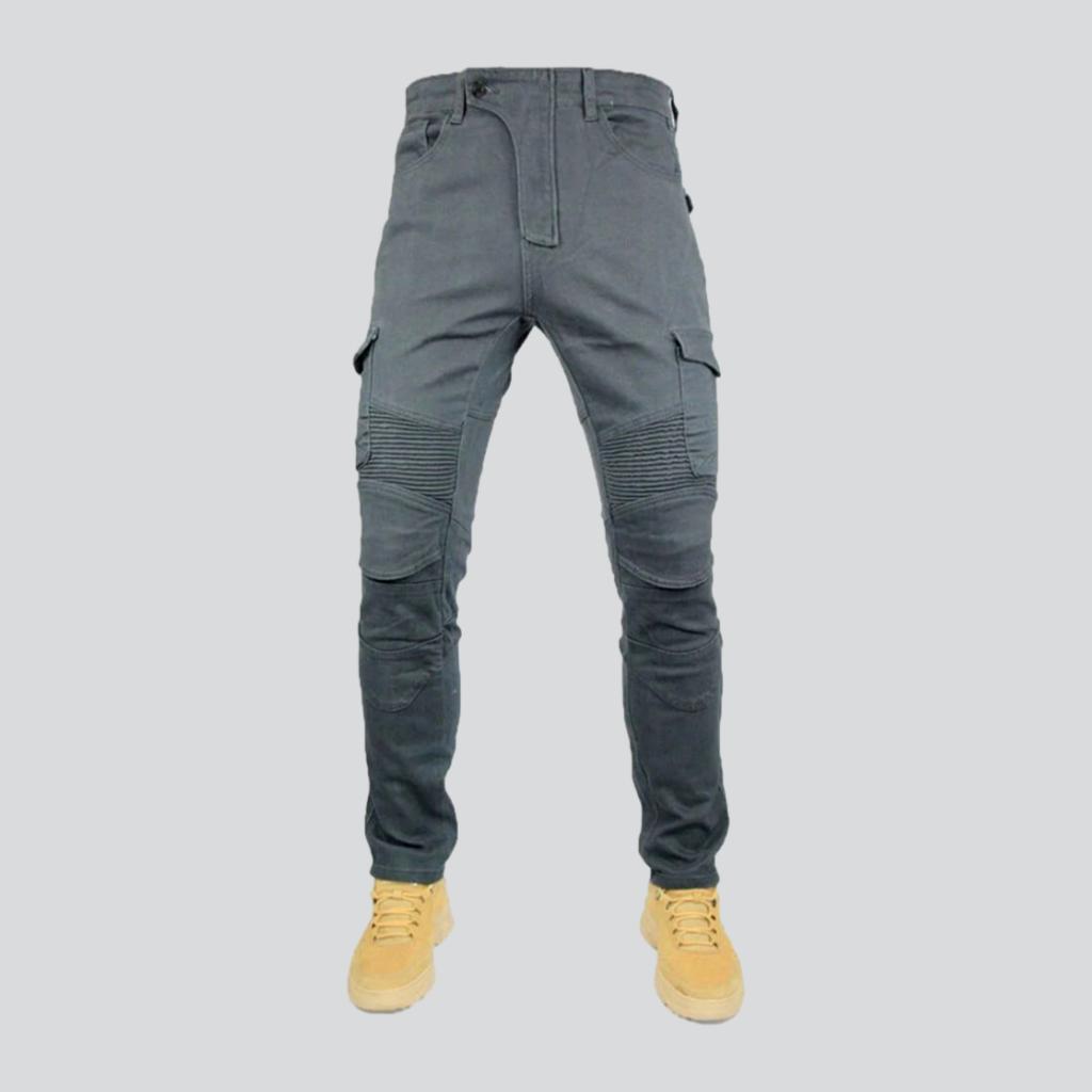 Cargo biker men denim pants