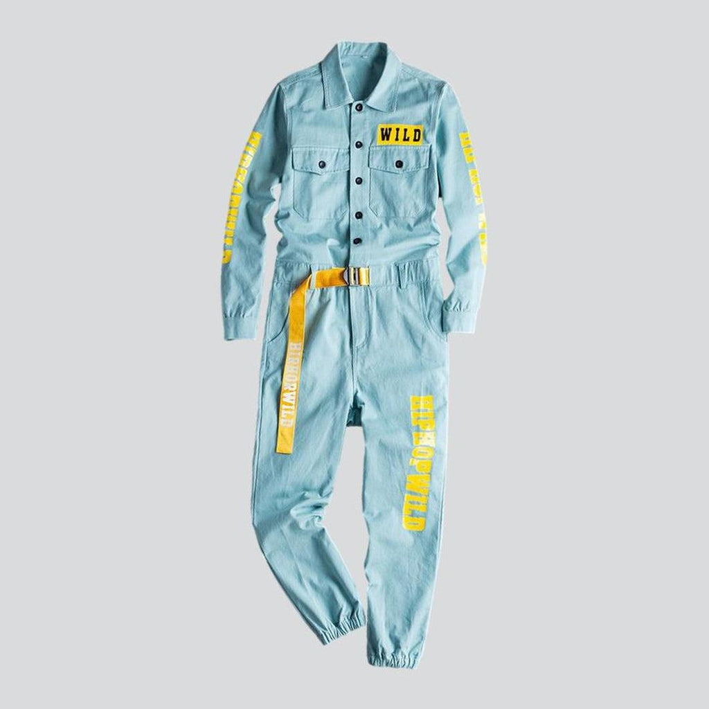 Painted color men denim overall