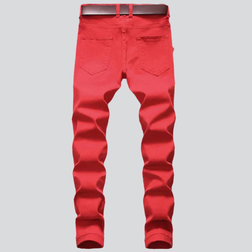 Stretch distressed color men jeans