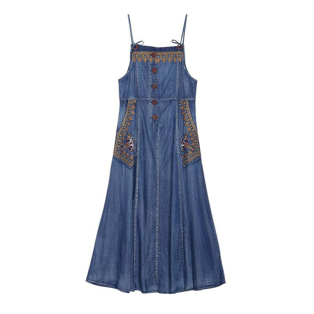 Sleeveless flare women denim dress