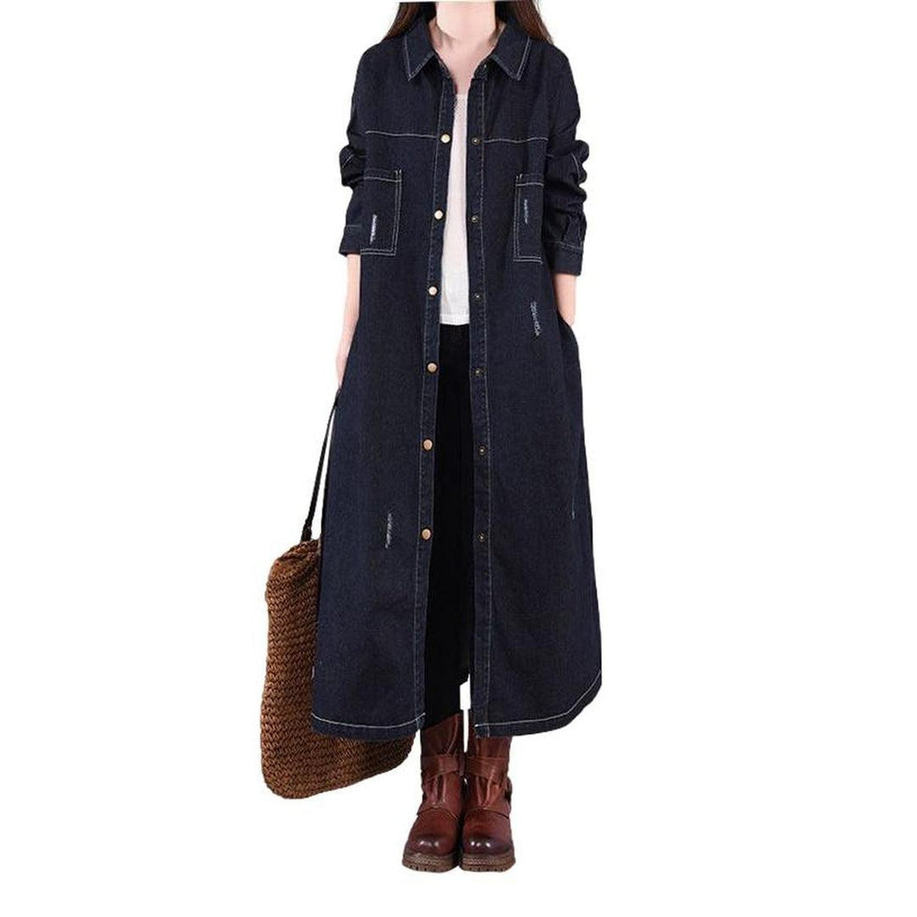 Slightly torn women denim coat