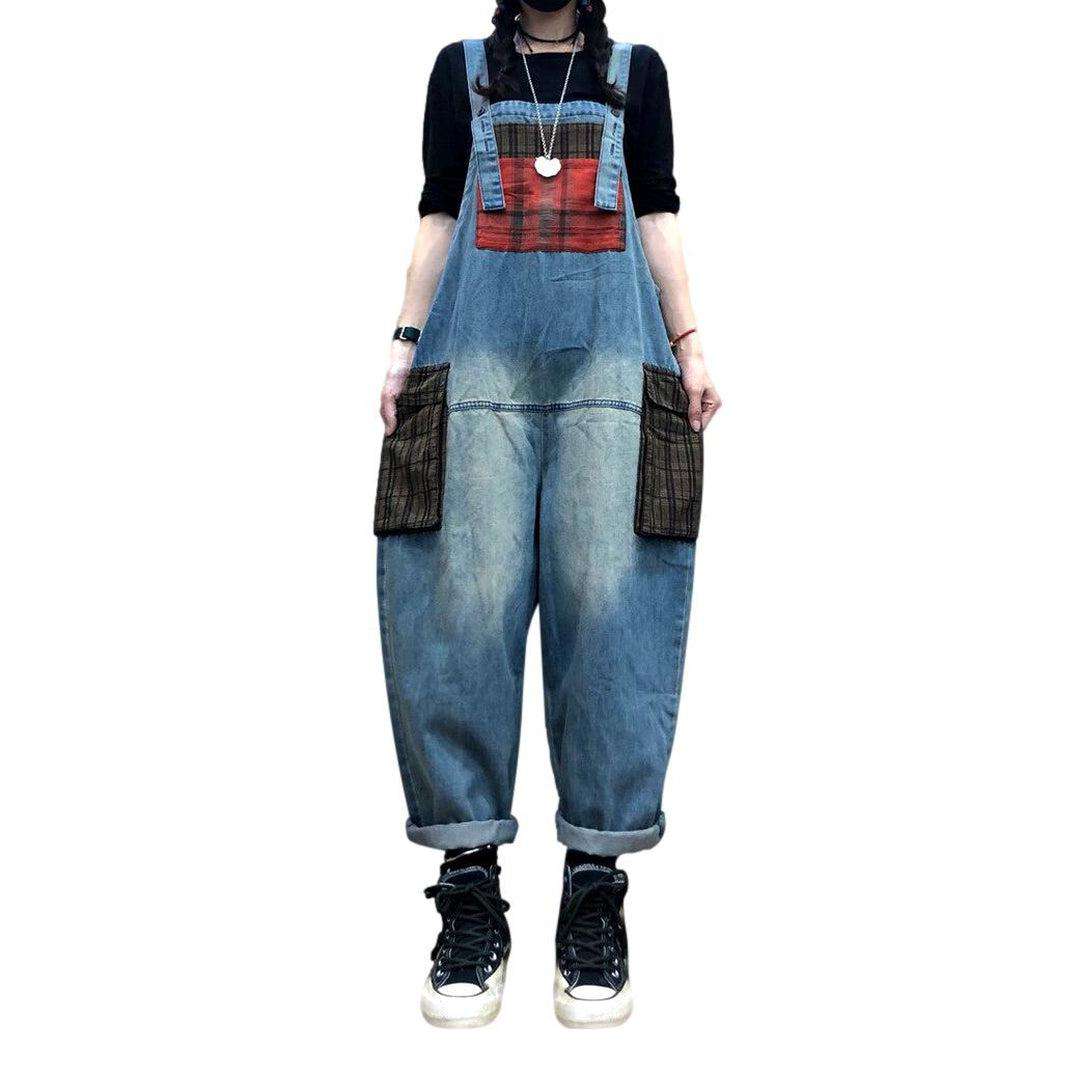 Cargo baggy women denim jumpsuit