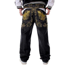 Hip-Hop-Jeans mit goldenem Ornament