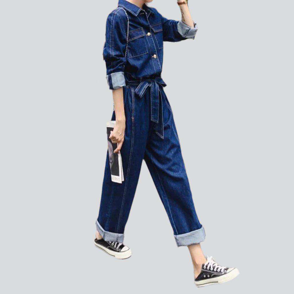 Long sleeve wide denim overall