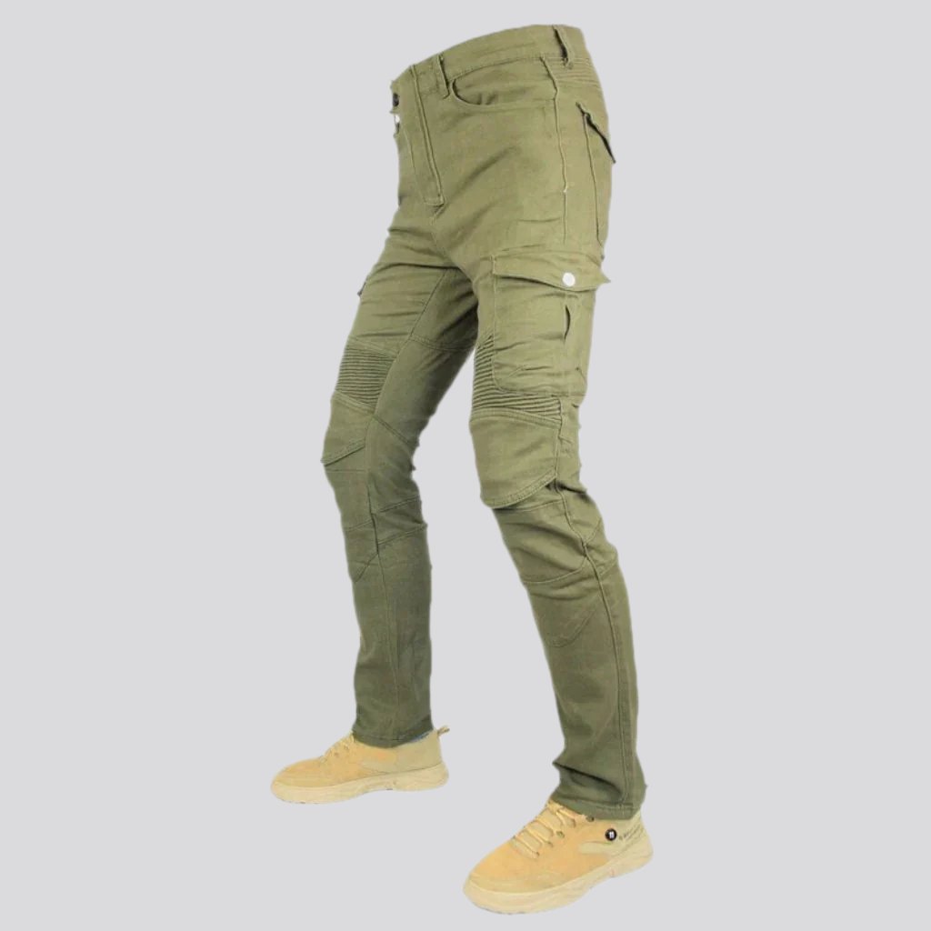 Pantalones vaqueros cargo ajustados de estilo motero