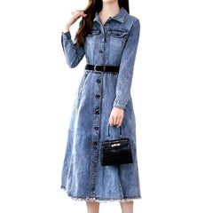 Raw hem vintage denim dress