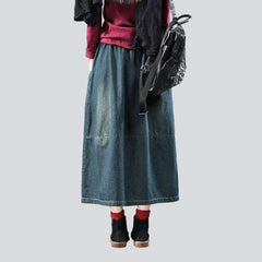 Long dark women denim skirt
