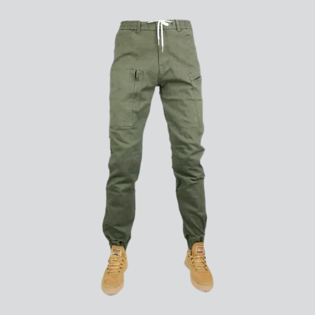 Color mid-waist riding men jean pants