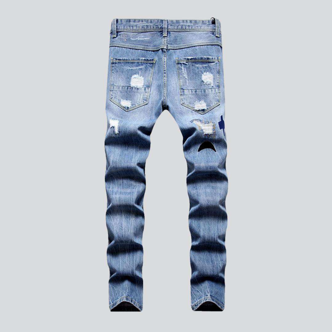 Bestickte zerrissene Jeans für Herren